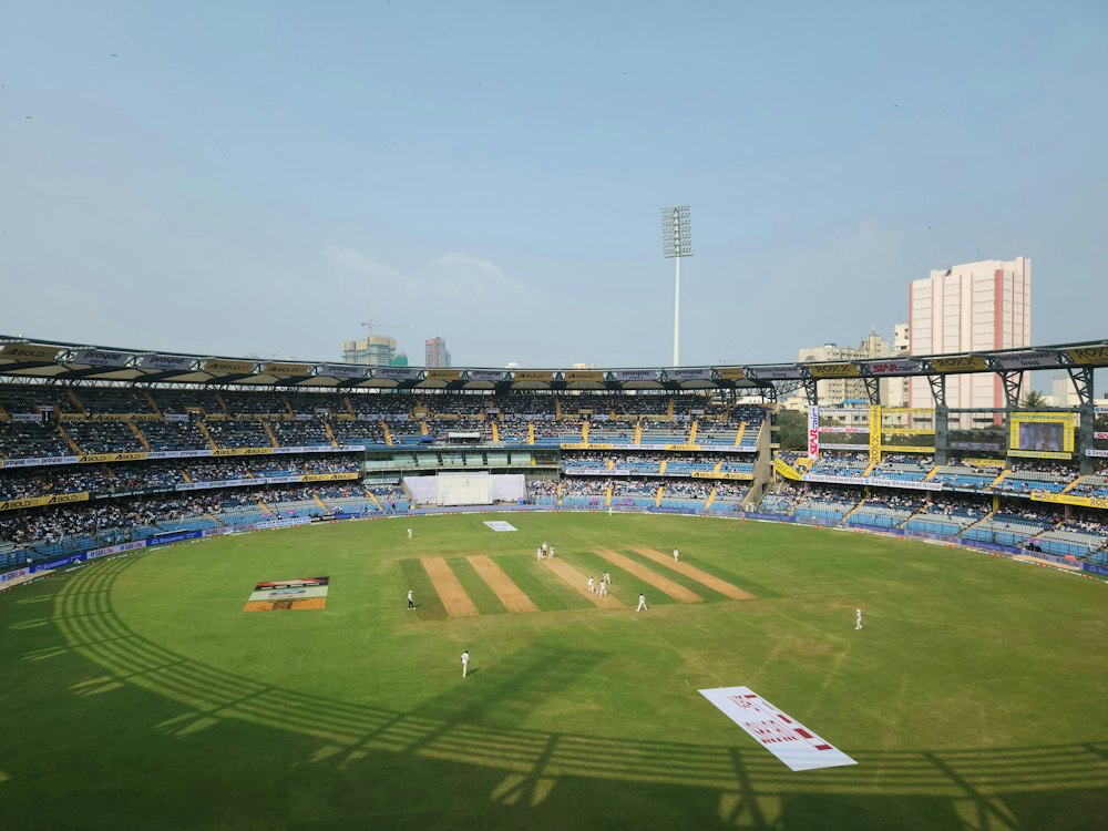 Packed cricket stadium during a match